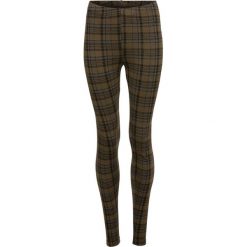Legginsy w kratę bonprix ciemnooliwkowy w kratę. Zielone spodnie damskie bonprix, bez wzorów, eleganckie. Za 69,99 zł.