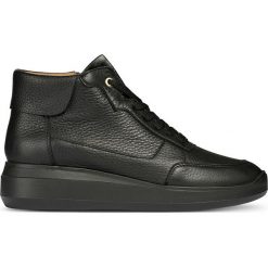 Geox - Buty. Czarne buty sportowe damskie Geox, bez wzorów, ze skóry, sportowe. W wyprzedaży za 439,90 zł.