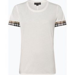 Franco Callegari - T-shirt damski, beżowy. Brązowe t-shirty damskie Franco Callegari, uniwersalny, w kratkę, z kontrastowym kołnierzykiem. Za 59,95 zł.