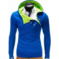 BLUZA MĘSKA Z KAPTUREM PACO - NIEBIESKO-ZIELONA. Niebieskie bluzy męskie rozpinane marki Ombre Clothing, m, z bawełny, z kapturem. Za 69,00 zł.