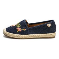 Tom Tailor Espadryle Damskie 40 Ciemnoniebieskie. Czarne espadryle damskie marki Tom Tailor, z materiału, na wysokim obcasie. W wyprzedaży za 149,00 zł.