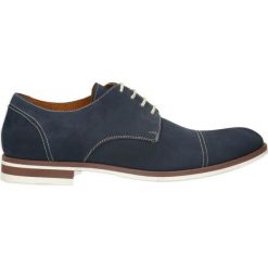Półbuty ANDY. Niebieskie półbuty męskie Gino Rossi, bez wzorów, ze skóry, eleganckie, na sznurówki. Za 199,90 zł.