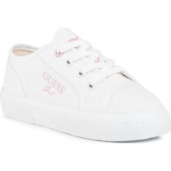 Tenisówki GUESS - Piuma Mid FI7PIA FAB12 WHITE. Białe trampki dziewczęce Guess, z aplikacjami, z gumy, na sznurówki. Za 179,00 zł.