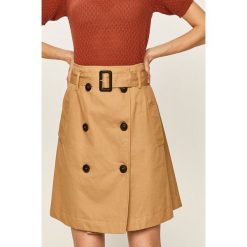 Answear - Spódnica. Brązowe spódniczki damskie ANSWEAR, na co dzień, s, w paski, z bawełny, casualowe, mini, proste. W wyprzedaży za 59,90 zł.