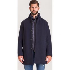 PŁASZCZ Emporio Armani. Niebieskie płaszcze męskie Emporio Armani, m, bez wzorów, z wełny, bez kaptura. Za 3549,00 zł.