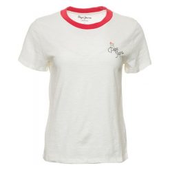 Pepe Jeans T-Shirt Damski Rachel, S, Kremowy. Białe koszulki damskie Pepe Jeans, s, z nadrukiem, z jeansu, bez kołnierzyka, bez rękawów. Za 169,00 zł.