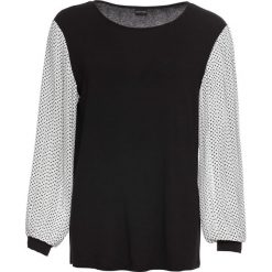 Shirt z rękawami szyfonowymi w kropki bonprix czarno-biel wełny w kropki. Czarne koszulki damskie bonprix, na co dzień, bez wzorów, z wełny, z okrągłym kołnierzem, bez rękawów. Za 74,99 zł.