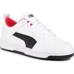 Sneakersy PUMA - Rebound Layup Lo Sl Jr 370490 01 Puma White/Puma Black/Red. Białe trampki chłopięce Puma, bez wzorów, ze skóry ekologicznej, na sznurówki. W wyprzedaży za 159,99 zł.