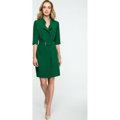 Sukienka żakietowa z paskiem s120. Zielone sukienki damskie marki Style, s, w paski, eleganckie, bez kołnierzyka, bez rękawów, mini. Za 159,00 zł.