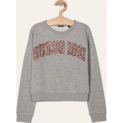 Guess Jeans - Bluza dziecięca 118-175 cm. Szare bluzy dziewczęce Guess Jeans, z aplikacjami, z elastanu, bez rękawów, bez kaptura. W wyprzedaży za 139,90 zł.