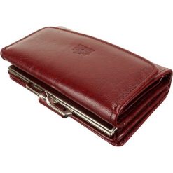 PERFEKT PLUS P/48A bigiel bordowy, portfel. Czerwone portfele damskie Perfekt Plus, bez wzorów, ze skóry. Za 129,90 zł.