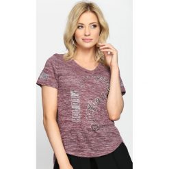 Bordowy T-shirt Feelings. Czerwone bluzki damskie Born2be, l. Za 29,99 zł.
