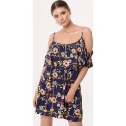 Granatowa Sukienka Blossoms. Niebieskie sukienki dziewczęce Born2be, na lato, w kwiaty, bez rękawów, mini. Za 59,99 zł.