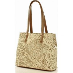 Shopper bag damskie: Dwukomorowa torebka na ramię ze skóry naturalnej Genesis beżowa