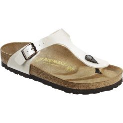 Birkenstock - Japonki Gizeh Rose. Białe klapki damskie Birkenstock, w paski, ze skóry, na wysokim obcasie. W wyprzedaży za 259,90 zł.