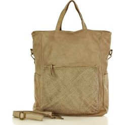 Marco mazzini torebka skórzana italian shopper ręcznie szyta z kieszonką beż taupe. Torby damskie na zakupy MAZZINI, w paski, ze skóry, klasyczne, bez dodatków. W wyprzedaży za 599,00 zł.
