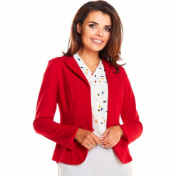 Czerwony Elegancki Krótki Żakiet bez Zapięcia. Czerwone marynarki i żakiety damskie Molly.pl, l, eleganckie. Za 129,90 zł.