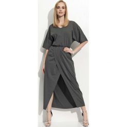 Grafitowa Maxi Sukienka z Zakładanym Dołem. Szare długie sukienki marki Molly.pl, na co dzień, s, w jednolite wzory, z jersey, eleganckie, dekolt w kształcie v, dopasowane. Za 99,90 zł.