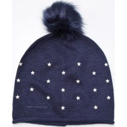 Tommy Hilfiger - Czapka + rękawiczki. Niebieskie rękawiczki damskie marki TOMMY HILFIGER, na zimę, z poliesteru. Za 449,90 zł.