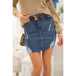 Spódnica jeans przetarcia. Brązowe spódniczki damskie Modaforyou, s, bez wzorów, z bawełny. Za 99,00 zł.