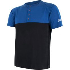 Sensor T-Shirt Męski Z Guzikami Merino Air Pt Niebiesko-Czarny M. Niebieskie t-shirty męskie marki Sensor, m, z dzianiny. Za 215,00 zł.