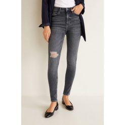 Mango - Jeansy Soho. Szare rurki damskie marki Mango, z aplikacjami, z elastanu, z podwyższonym stanem. Za 139,90 zł.