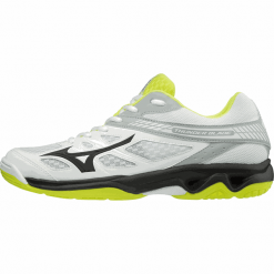 Mizuno buty halowe męskie Thunder Blade White Black Safyellow 44.0. Czarne buty sportowe męskie Mizuno, bez zapięcia, na fitness i siłownię. W wyprzedaży za 229,00 zł.