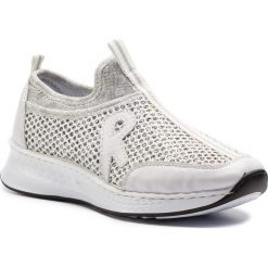 Sneakersy RIEKER - N5654-81 Weiss. Białe półbuty damskie Rieker, z materiału. Za 249,99 zł.