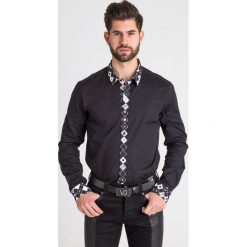 KOSZULA VERSACE JEANS. Czarne koszule męskie Versace Jeans, m, bez wzorów, z elastanu, z klasycznym kołnierzykiem, bez rękawów. Za 449,40 zł.