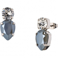 Kolczyki-wkrętki z kryształkami Swarovski. Szare kolczyki damskie marki Destellos, z kryształem, metalowe. W wyprzedaży za 77,95 zł.