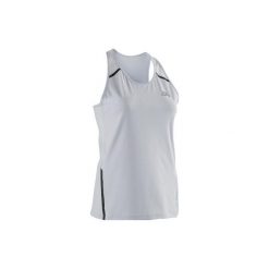 Koszulka bez rękawów do biegania RUN DRY+ damska. Szare bluzki damskie marki KALENJI, z elastanu, bez rękawów. Za 39,99 zł.