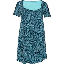 Tunika shirtowa, krótki rękaw bonprix morsko-ciemnoniebieski wzorzysty. Niebieskie tuniki damskie bonprix, z krótkim rękawem. Za 74,99 zł.