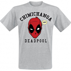 Deadpool Chimichanga T-Shirt szary. Szare t-shirty męskie z nadrukiem Deadpool, s, z okrągłym kołnierzem. Za 62,90 zł.