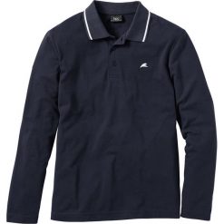Shirt polo z długim rękawem bonprix ciemnoniebieski. Niebieskie koszulki męskie bonprix, s, z haftami, z bawełny, klasyczne, z długim rękawem. Za 49,99 zł.
