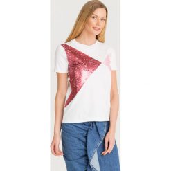 T-SHIRT BENARES Sportmax Code. Różowe t-shirty damskie xs, z aplikacjami, z bawełny, z okrągłym kołnierzem. Za 265,00 zł.