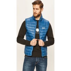 Jack Wolfskin - Bezrękawnik. Niebieskie płaszcze męskie Jack Wolfskin, s, bez wzorów, z poliesteru, bez kaptura. Za 449,90 zł.