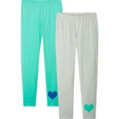 Legginsy 7/8 (2 pary) bonprix naturalny melanż + akwamaryna. Białe spodnie dziewczęce bonprix, z nadrukiem. Za 45,98 zł.