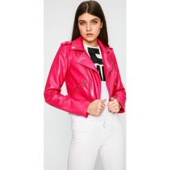 Guess Jeans - Kurtka Layla. Niebieskie płaszcze damskie marki Guess Jeans, s, z aplikacjami, z elastanu, krótkie. W wyprzedaży za 329,90 zł.