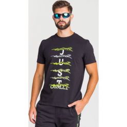 T-SHIRT Just Cavalli. Czarne t-shirty męskie xxl, z nadrukiem, z bawełny, z okrągłym kołnierzem. Za 395,40 zł.