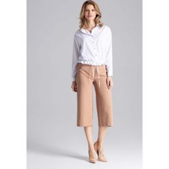 Brązowe Eleganckie Spodnie Kuloty 7/8. Pomarańczowe bluzki damskie Molly.pl, s, bez wzorów. Za 169,90 zł.