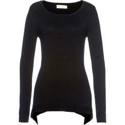 Sweter z dłuższymi bokami bonprix czarny. Czarne swetry damskie bonprix, bez wzorów, bez rękawów, bez kaptura. Za 99,99 zł.