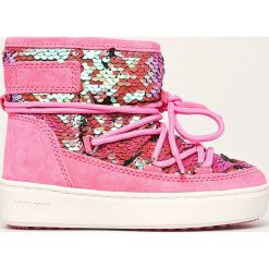 Moon Boot - Śniegowce dziecięce Pulse Mid Jr Girl Disco. Czarne śniegowce dziewczęce Moon Boot, z okrągłym noskiem, na sznurówki. W wyprzedaży za 399,90 zł.