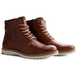 Buty zimowe męskie: Skórzane botki „H.Austin” w kolorze brązowym