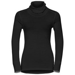 Odlo Koszulka damska Shirt l/s turtle neck NATURAL 100% MERINO czarna r. S (110461). Czarne topy sportowe damskie marki Odlo, l. Za 244,31 zł.
