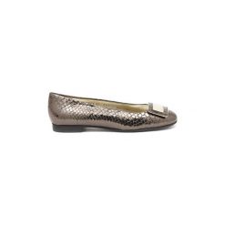 Baleriny damskie lakierowane: Baleriny Le Babe BALLERINE PITONATO ACCIAIO