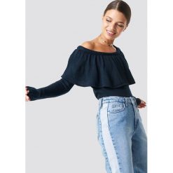 NA-KD Boho Sweter na jedno ramię - Blue. Niebieskie swetry damskie marki NA-KD Boho, bez wzorów, boho, bez rękawów, bez kaptura. Za 60,95 zł.