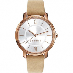 Zegarek kwarcowy w kolorze beżowo-srebrno-różowozłotym. Brązowe, analogowe zegarki damskie Esprit Watches, ze stali. W wyprzedaży za 227,95 zł.