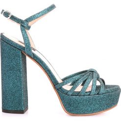 Pinko Sandały "Champagne". Czółenka damskie Pinko, bez wzorów, z materiału, na wysokim obcasie, na szpilce, bez zapięcia. Za 249,00 zł.