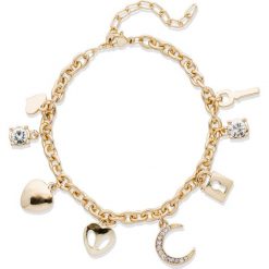 Bransoletka z zawieszkami charms bonprix złoty kolor. Żółte bransoletki damskie na nogę bonprix, złote. Za 37,99 zł.