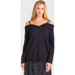 SWETER Pinko z kaszmirem. Czarne swetry damskie Pinko, s, z aplikacjami, z wełny. Za 641,40 zł.